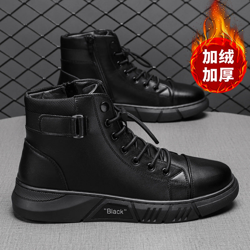 Trendy Martin Boots Men's High-top Men's Casual Leather Boots Cross-border 2022 Explosions Large Size British Men's Boots with Velvet Warm Alsy store