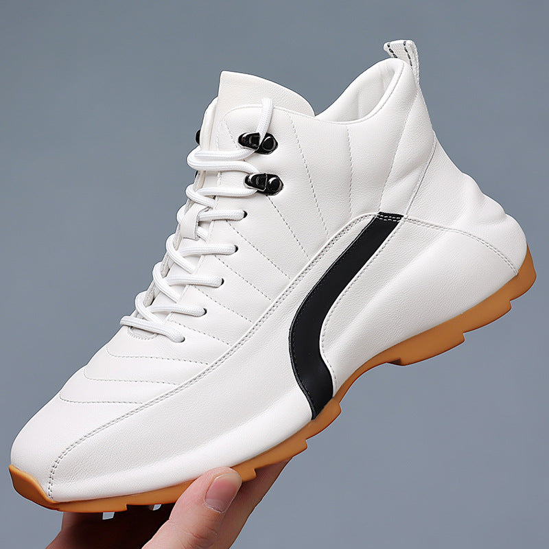 Alsy Celebrity Popular Cowhide Men's Shoes, Fashionable and Versatile Sports Velvet Sneakers, Trendyy High-Top Casual Shoes Alsy store