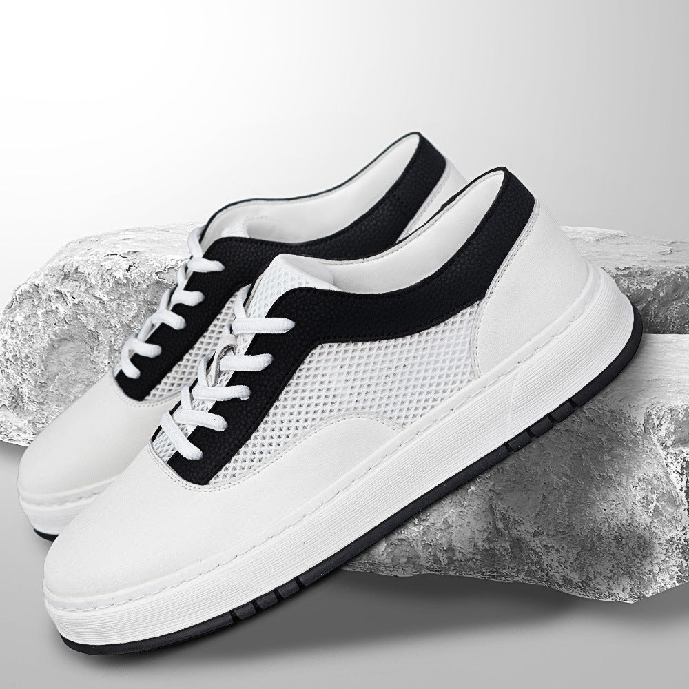 European and American Cross-Border New High-End Sports Shoes for Men, Genuine Leather Breathable Mesh Sneakers, Trendy and Fashionable Hot-Selling Casual Men's Shoes Alsy store