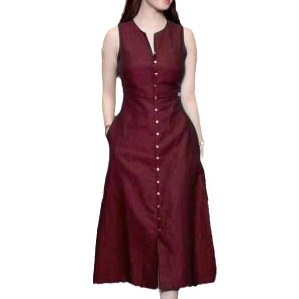 Amazon Cross-Border 2022 Summer New Fashion Elegant Dress Slimming Look Solid Color Skirt Wholesale Alsy store