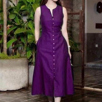 Amazon Cross-Border 2022 Summer New Fashion Elegant Dress Slimming Look Solid Color Skirt Wholesale Alsy store