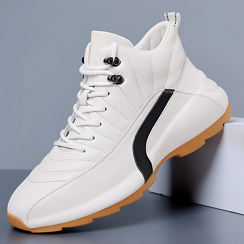 Alsy Celebrity Popular Cowhide Men's Shoes, Fashionable and Versatile Sports Velvet Sneakers, Trendyy High-Top Casual Shoes Alsy store