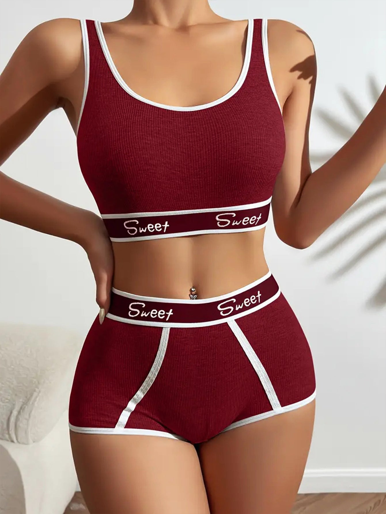 Workout Underwear Cotton Wide-brimmed Letters Sports Underwear Suit - Alsy store