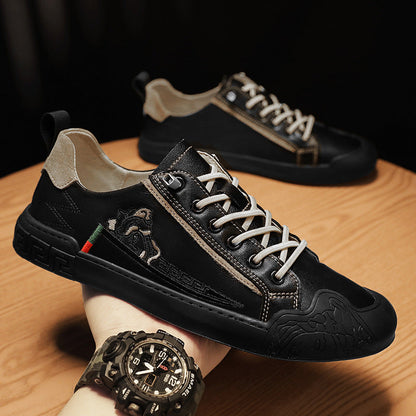 European Station's New Lazy Sneakers Spring and Summer British Men's Shoes Genuine Leather Trendyy Versatile Slip-On Breathable Casual Leather Shoes Alsy store