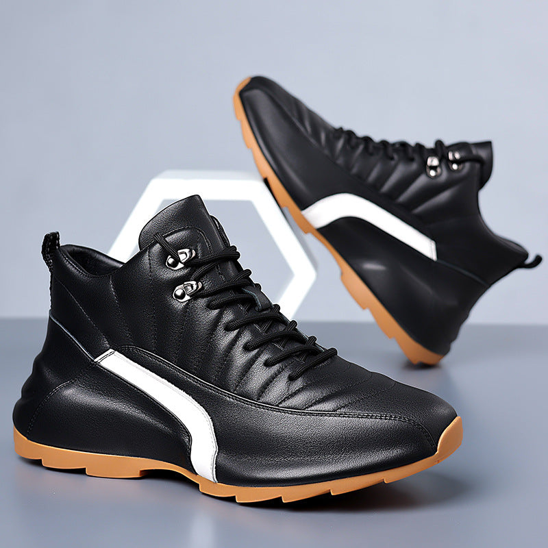 Alsy Celebrity Popular Cowhide Men's Shoes, Fashionable and Versatile Sports Velvet Sneakers, Trendyy High-Top Casual Shoes Alsy store