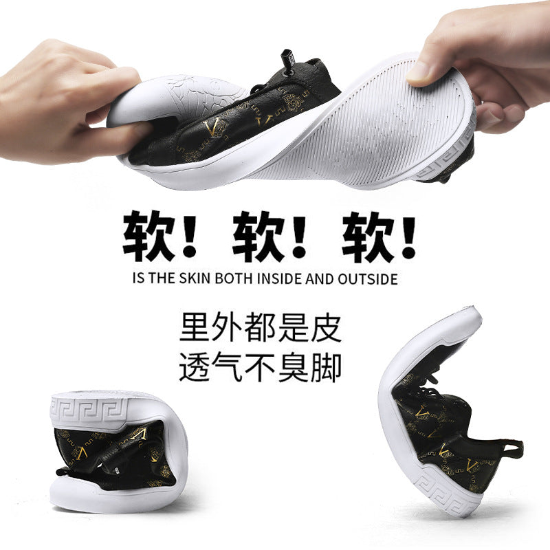 European Station's New Lazy Sneakers Spring and Summer British Men's Shoes Genuine Leather Trendyy Versatile Slip-On Breathable Casual Leather Shoes Alsy store