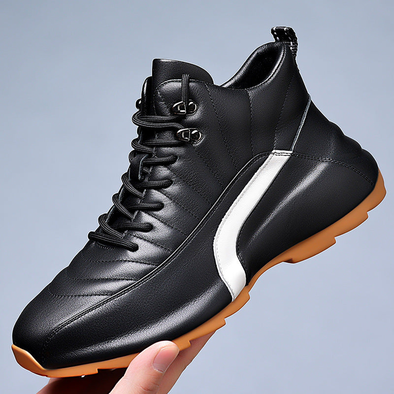 Alsy Celebrity Popular Cowhide Men's Shoes, Fashionable and Versatile Sports Velvet Sneakers, Trendyy High-Top Casual Shoes Alsy store