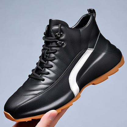 Alsy Celebrity Popular Cowhide Men's Shoes, Fashionable and Versatile Sports Velvet Sneakers, Trendyy High-Top Casual Shoes Alsy store