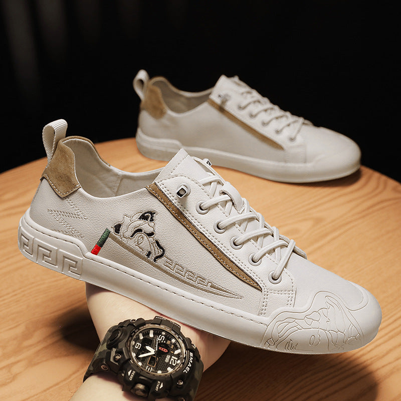 European Station's New Lazy Sneakers Spring and Summer British Men's Shoes Genuine Leather Trendyy Versatile Slip-On Breathable Casual Leather Shoes Alsy store