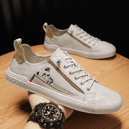 European Station's New Lazy Sneakers Spring and Summer British Men's Shoes Genuine Leather Trendyy Versatile Slip-On Breathable Casual Leather Shoes Alsy store