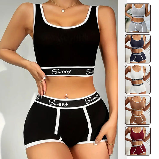 Workout Underwear Cotton Wide-brimmed Letters Sports Underwear Suit - Alsy store