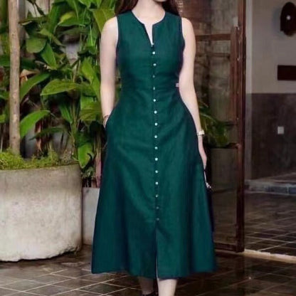 Amazon Cross-Border 2022 Summer New Fashion Elegant Dress Slimming Look Solid Color Skirt Wholesale Alsy store