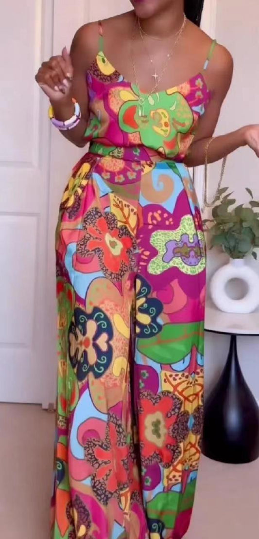 Printed European and American 2003 casual 2 pieces suit large version pantskirt fashion Alsy store