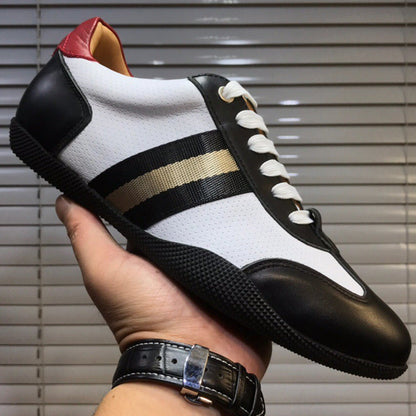 European High-End Trendy Men's Shoes, Big-Name Men's Leather Lace-Up Sports Casual Shoes, Breathable Genuine Leather Sneakers Alsy store