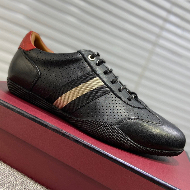 European High-End Trendy Men's Shoes, Big-Name Men's Leather Lace-Up Sports Casual Shoes, Breathable Genuine Leather Sneakers Alsy store