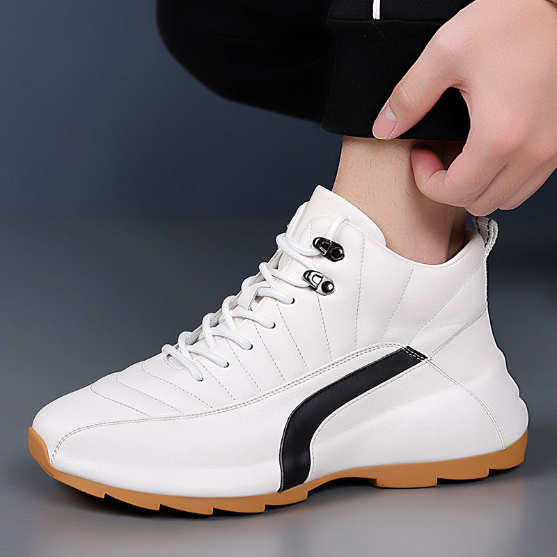 Alsy Celebrity Popular Cowhide Men's Shoes, Fashionable and Versatile Sports Velvet Sneakers, Trendyy High-Top Casual Shoes Alsy store