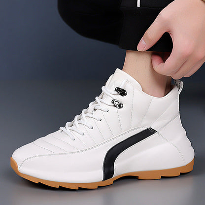 Alsy Celebrity Popular Cowhide Men's Shoes, Fashionable and Versatile Sports Velvet Sneakers, Trendyy High-Top Casual Shoes Alsy store