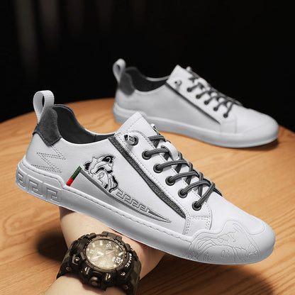 European Station's New Lazy Sneakers Spring and Summer British Men's Shoes Genuine Leather Trendyy Versatile Slip-On Breathable Casual Leather Shoes Alsy store