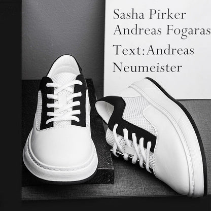 European and American Cross-Border New High-End Sports Shoes for Men, Genuine Leather Breathable Mesh Sneakers, Trendy and Fashionable Hot-Selling Casual Men's Shoes Alsy store