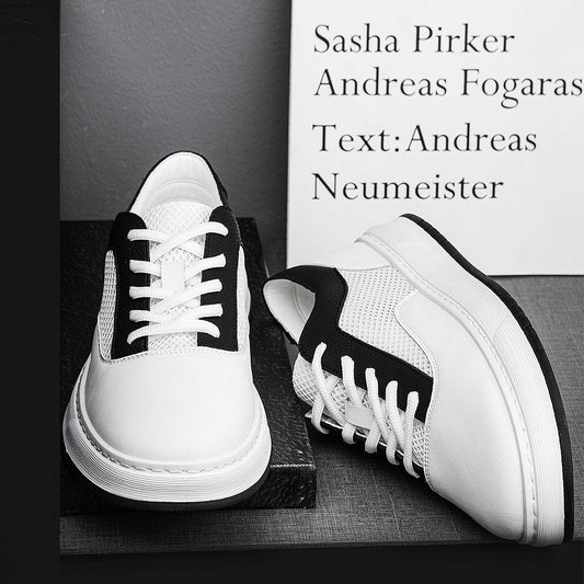 European and American Cross-Border New High-End Sports Shoes for Men, Genuine Leather Breathable Mesh Sneakers, Trendy and Fashionable Hot-Selling Casual Men's Shoes Alsy store