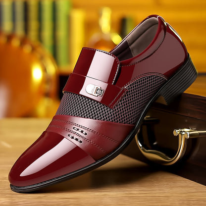 Wine Red Fashion Patchwork Leather Shoes For Men