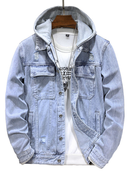 Men's Jacket Detachable Hooded Denim Jacket Men - Alsy store