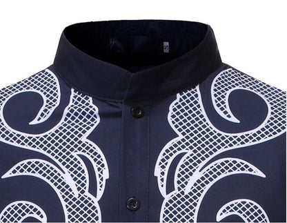 African Dashiki Robe Print Dress Shirt Men Hipster Hip Hop Casual - Alsy store