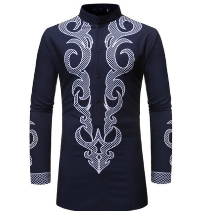 African Dashiki Robe Print Dress Shirt Men Hipster Hip Hop Casual - Alsy store