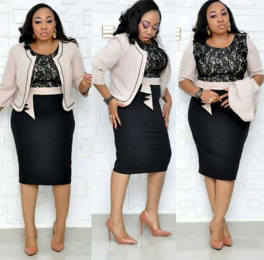 African Woman's Lace Stitching Dress Two - Piece Suit - Alsy store