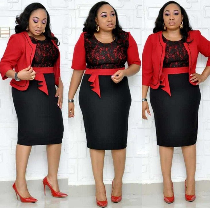 African Woman's Lace Stitching Dress Two - Piece Suit - Alsy store