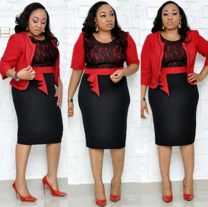 African Woman's Lace Stitching Dress Two - Piece Suit - Alsy store