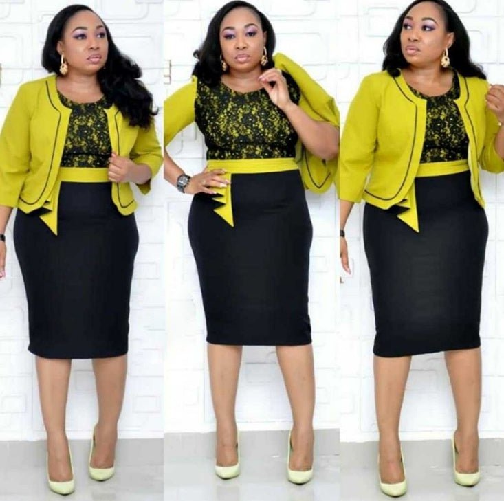 African Woman's Lace Stitching Dress Two - Piece Suit - Alsy store