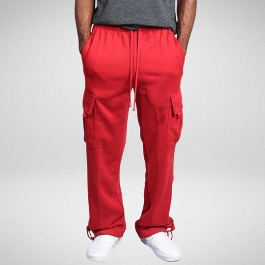 New Men's Drawstring Elastic Waist Solid Color Casual Pants Multi Pocket Trousers - Alsy store