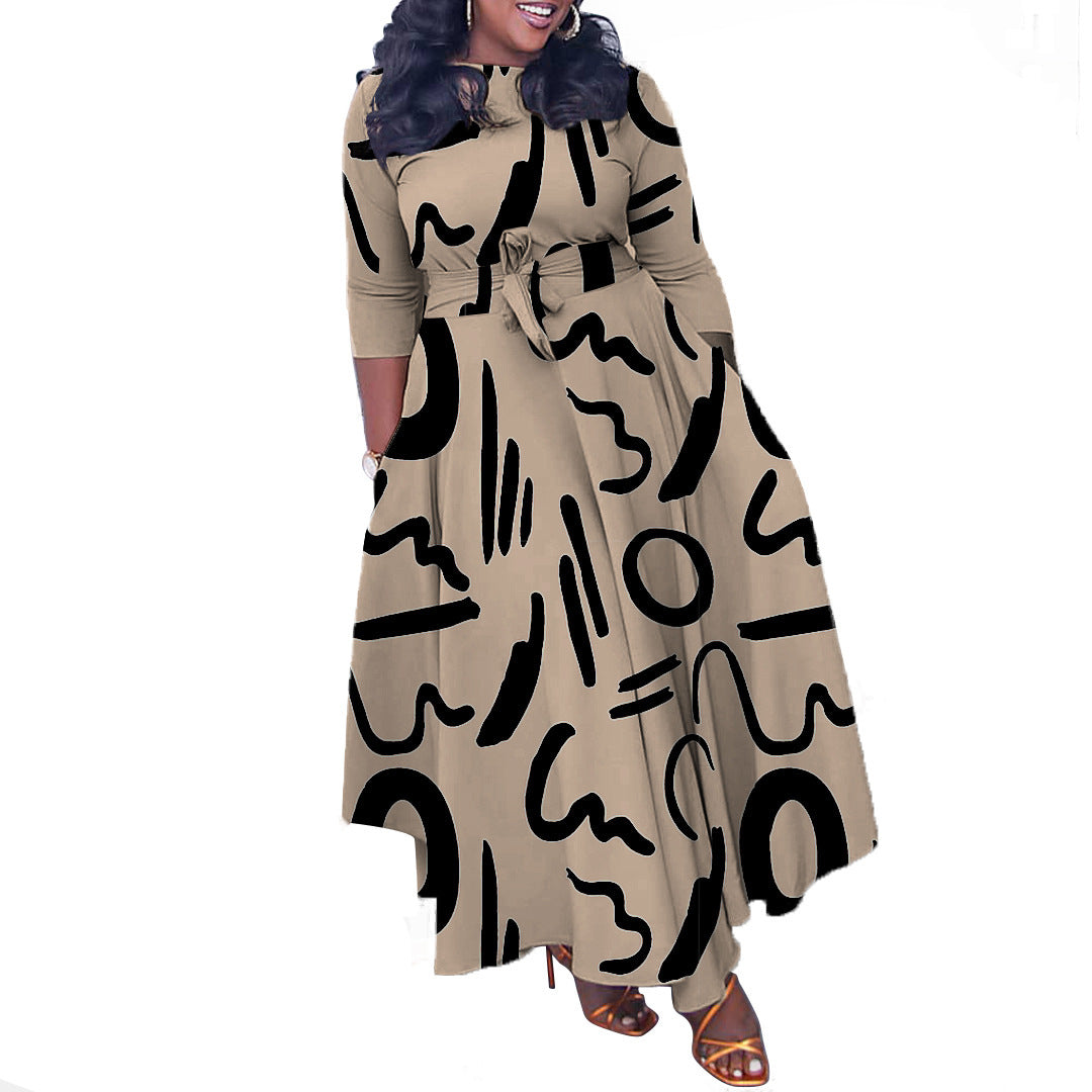 Fashion Elegant Tied African Plus Size Long Dress