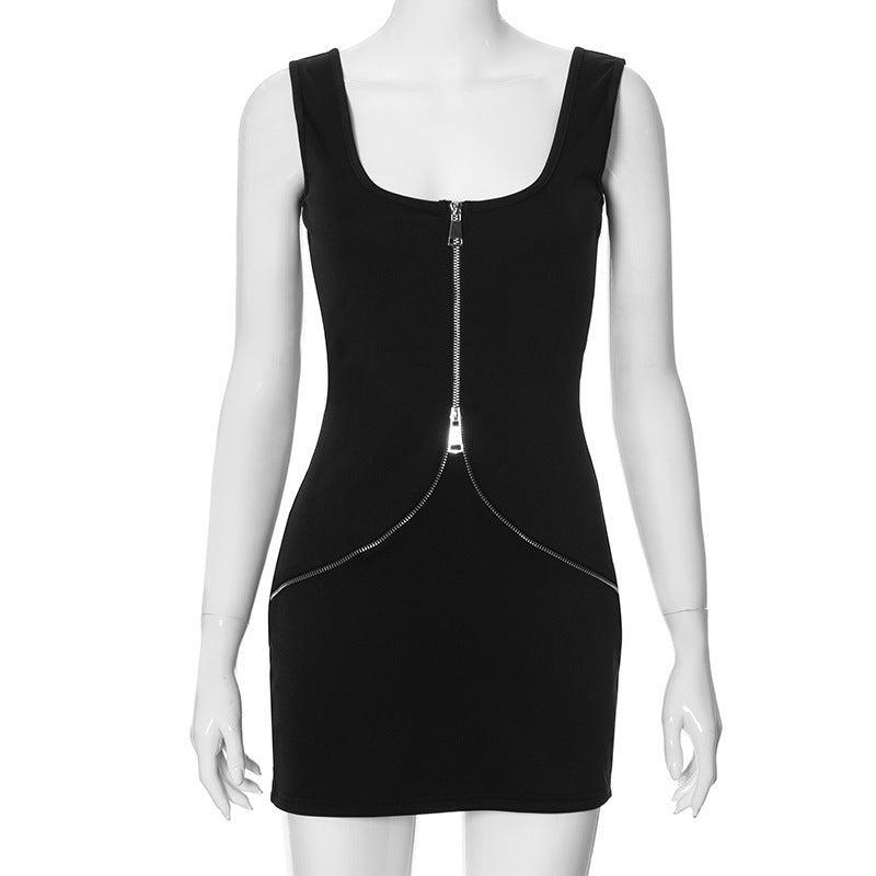 Sexy Zipper Sling Body Shaping Dress