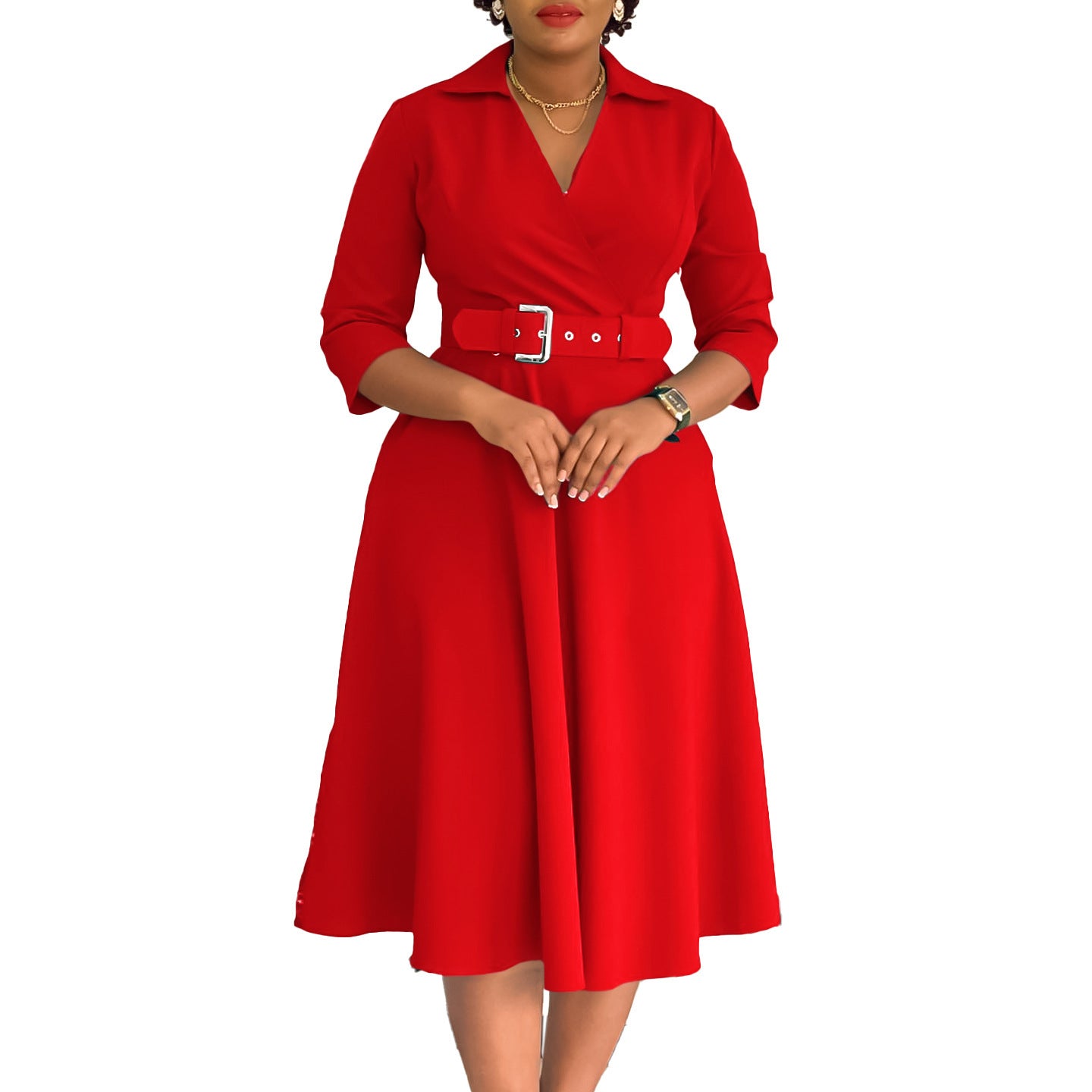 Plus Size Women's Lapel Fashion Dress