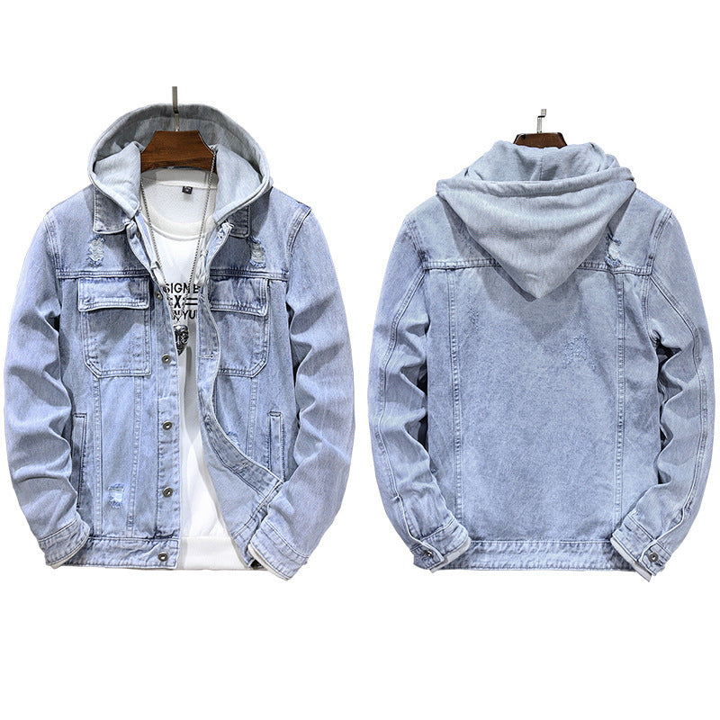 Men's Jacket Detachable Hooded Denim Jacket Men - Alsy store