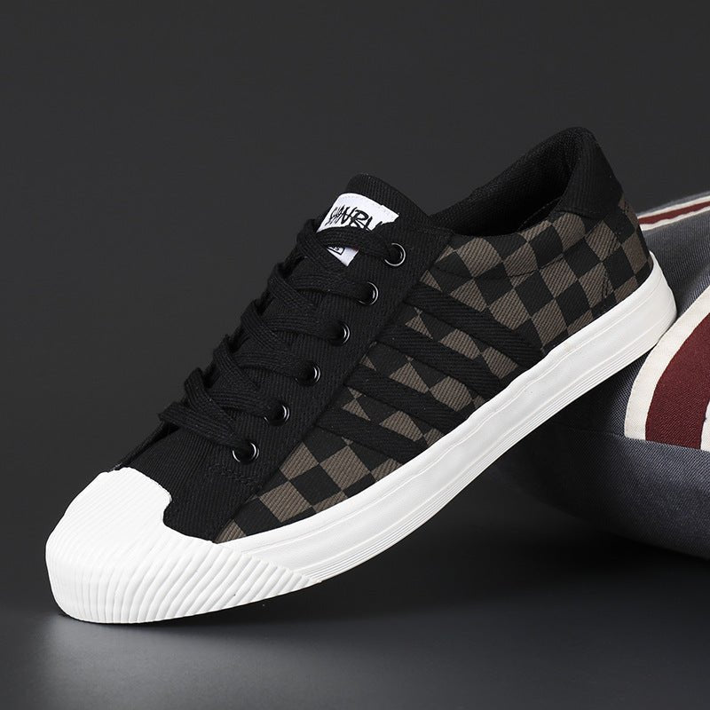 Canvas shoes casual shoes breathable one foot fashion low top shoes lace up board shoes - Alsy store