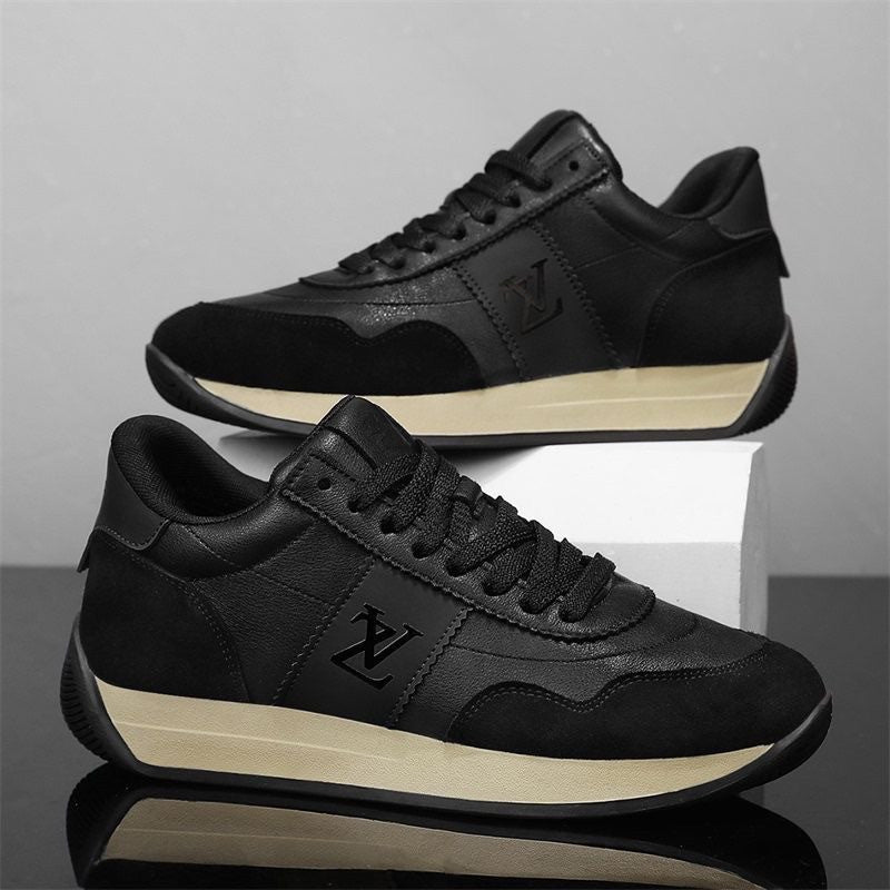 Cross - border Men's New Leather Casual Trendy Sneakers European Station Men's Thick - fit All - match sneaker Casual Trendy Shoes - Alsy store