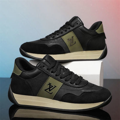 Cross - border Men's New Leather Casual Trendy Sneakers European Station Men's Thick - fit All - match sneaker Casual Trendy Shoes - Alsy store
