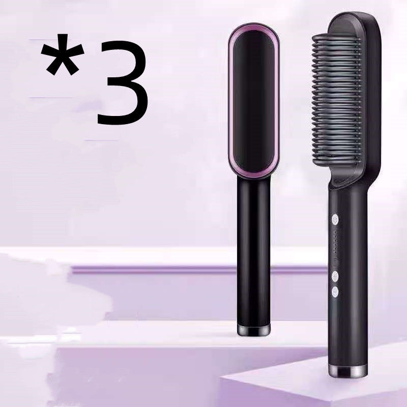 New 2 In 1 Hair Straightener Hot Comb Negative Ion Curling Tong Dual-purpose Electric Hair Brush - Alsy store