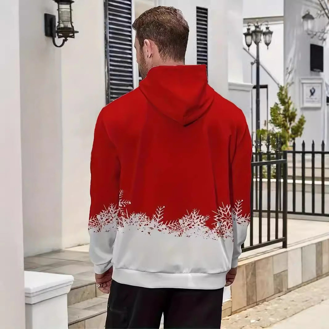 Christmas Elk 3D Printing Men's Hooded Sweater