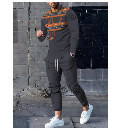 Men's Casual Round Neck Sweatshirt Pullover Two-piece Set - Alsy store