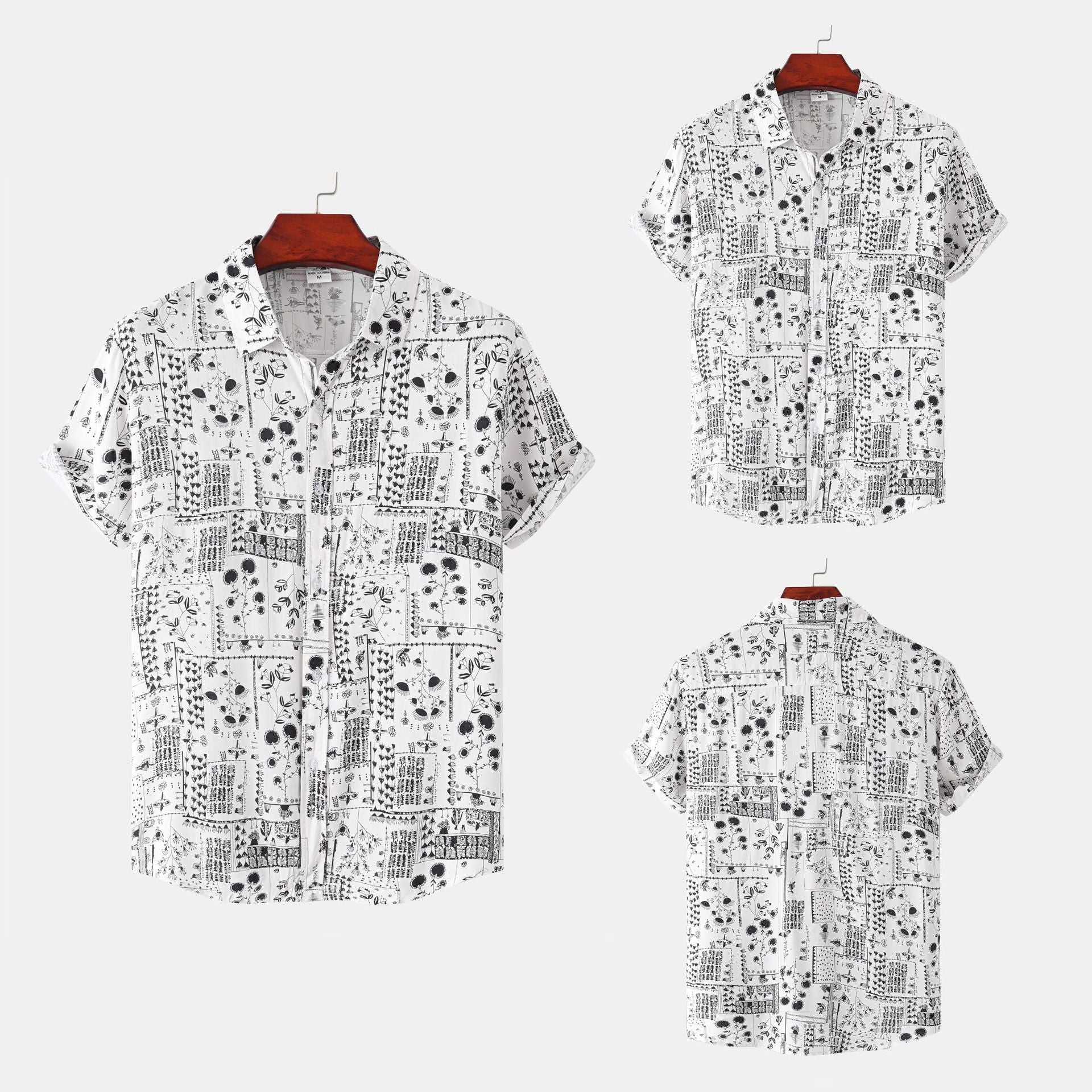 European And American Men's Shirts Hawaii Casual Floral Short Sleeves - Alsy store