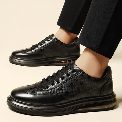 European and American 2023 New Cowhide Men's Shoes Carved Air Cushion Casual Leather Shoes Trendy Shoes Men's Shoes - Alsy store
