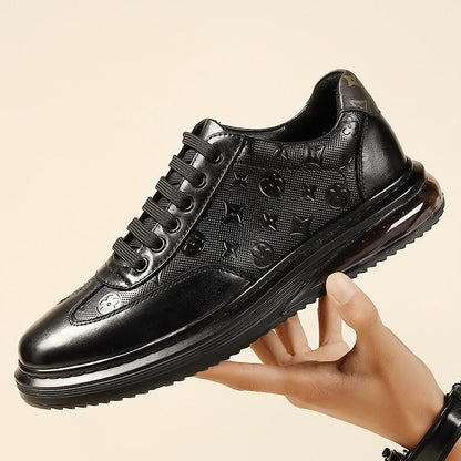 European and American 2023 New Cowhide Men's Shoes Carved Air Cushion Casual Leather Shoes Trendy Shoes Men's Shoes - Alsy store