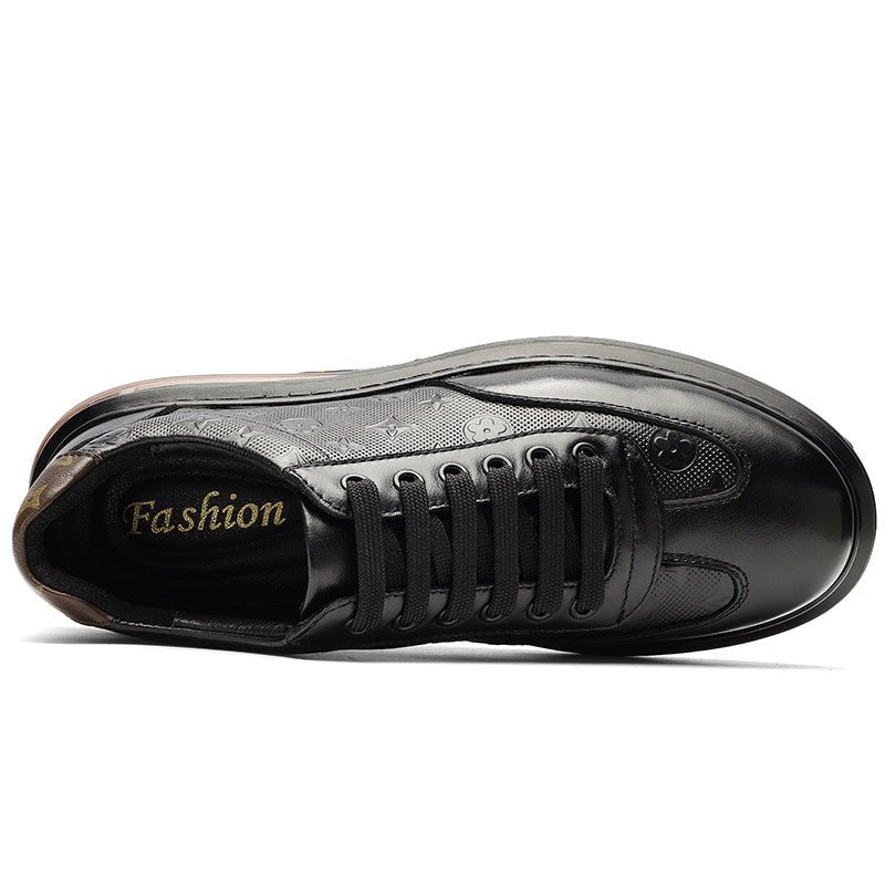 European and American 2023 New Cowhide Men's Shoes Carved Air Cushion Casual Leather Shoes Trendy Shoes Men's Shoes - Alsy store