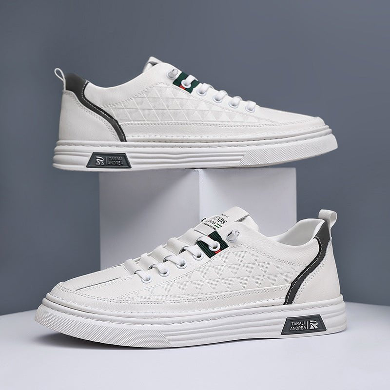 European station men's shoes 2023 spring new light luxury white shoes trendy all - match soft bottom breathable low - top casual board shoes - Alsy store