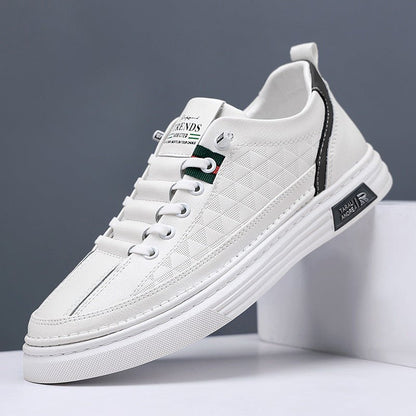 European station men's shoes 2023 spring new light luxury white shoes trendy all - match soft bottom breathable low - top casual board shoes - Alsy store