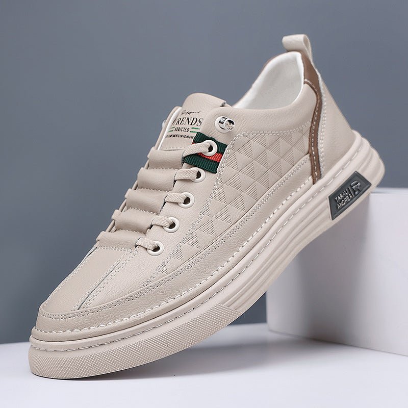 European station men's shoes 2023 spring new light luxury white shoes trendy all - match soft bottom breathable low - top casual board shoes - Alsy store